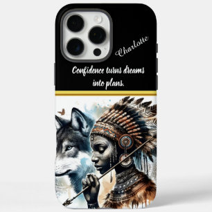 Coques iPhone 16 Pro Max L'esprit guerrier unit loup et femme indigène