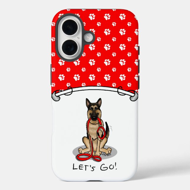 Coques Case-Mate iPhone Let's Go! Walk German Shepherd Dog (black tan) (Verso)