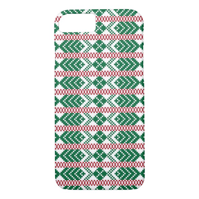 Coques Case-Mate iPhone Letton vert et rouge motif tribal (Dos)