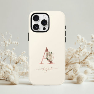 Case-Mate iPhone Case Lettre « A » Monogramme Or Rose Floral Ivoire