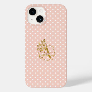Coque Pour iPhone 14 LETTRE Alphabet MONOGRAPHE D'OR Moderne A Pois