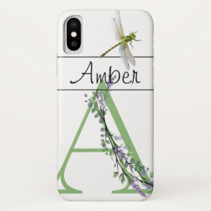 Case-Mate iPhone Case Lettre alphabétique A Lavender Eucalyptus Dragonfl