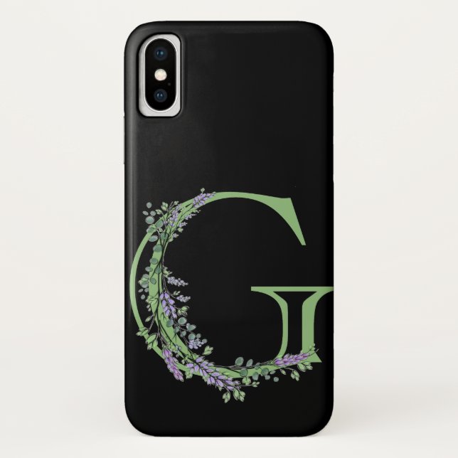 Coques Case-Mate iPhone Lettre alphabétique G aquarelle Lavande Eucalyptus (Dos)