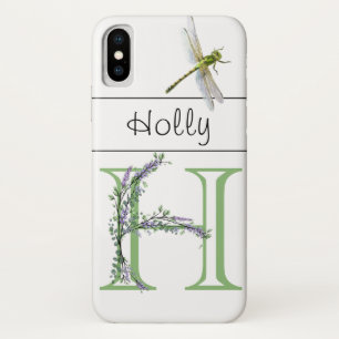 Case-Mate iPhone Case Lettre alphabétique H Lavender Eucalyptus Dragonfl