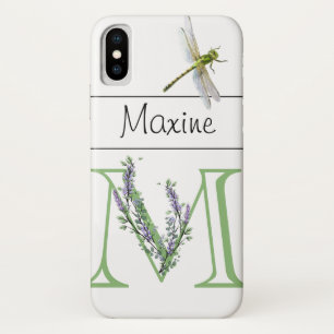 Case-Mate iPhone Case Lettre alphabétique M Lavender Eucalyptus Dragonfl
