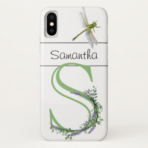 Case-Mate iPhone Case Lettre alphabétique S Lavender Eucalyptus Dragonfl
