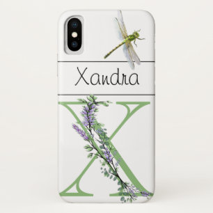 Case-Mate iPhone Case Lettre alphabétique X Lavender Eucalyptus Dragonfl