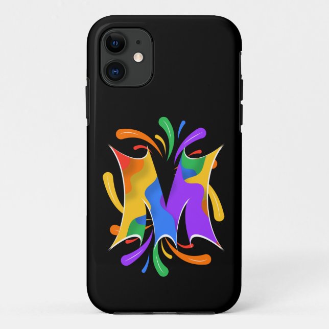 Coques Case-Mate iPhone Lettre arc-en-ciel M Monogramme Abstrait (Dos)
