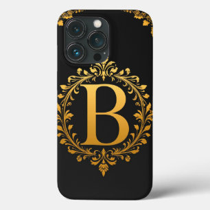 Case-Mate iPhone Case Lettre B dorée élégante avec décorations florales