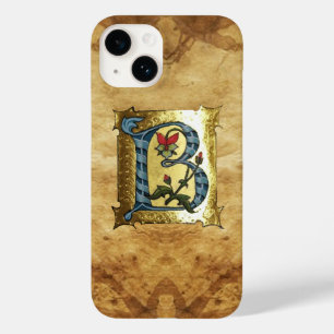 COQUES POUR iPhone LETTRE BLEUE OR B AVEC MONOGRAM FLEURS