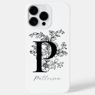 Coque Pour Pour iPhone 14 Pro Max Lettre botanique P monogramme nom 
