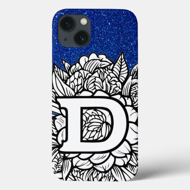 Coques Case-Mate iPhone Lettre D Parties scintillant personnalisée Fleurs  (Verso)