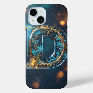 Coque Pour iPhone 15 Lettre D transparente décorative 