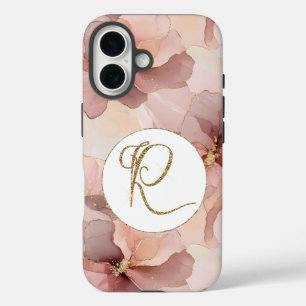 Coque Pour iPhone 16 LETTRE DE Parties scintillant D'OR Floral Rose BLA