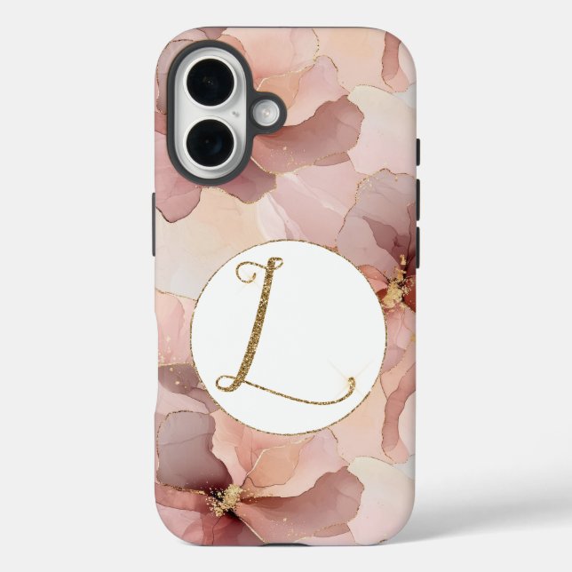 Coques Case-Mate iPhone LETTRE D'OR Floral Rose Push L (Verso)