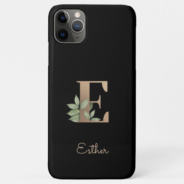 Coques Case-Mate iPhone LETTRE D'OR MONOGRAPHIQUE BOtanique Élégante E (Dos)