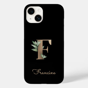 Coque Pour iPhone 14 LETTRE D'OR MONOGRAPHIQUE BOtanique Élégante F