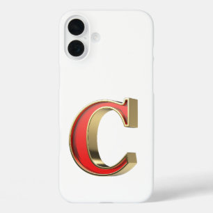 Coques iPhone 16 Plus Lettre en verre rouge C