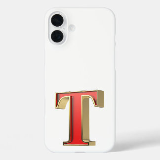 Coques iPhone 16 Plus Lettre en verre rouge T