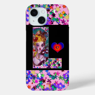 COQUE POUR iPhone 15 LETTRE F MONOGRAMME DE MASQUÉRADE VALENTINE VÉNÉTI