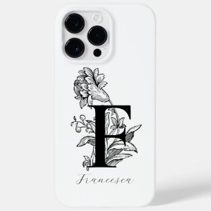 Coque Pour Pour iPhone 14 Pro Max Lettre F Monogramme Floral Botanique Nom
