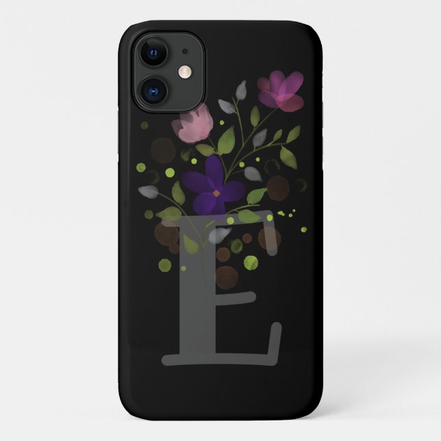 Coques Case-Mate iPhone Lettre initiale E Plus Floral Design (Dos)