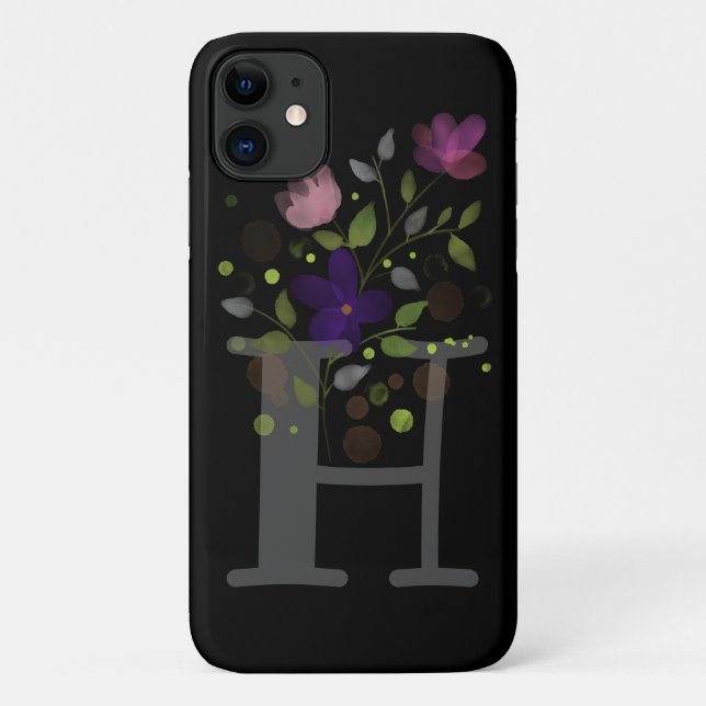 Coques Case-Mate iPhone Lettre initiale H Plus Design floral (Dos)