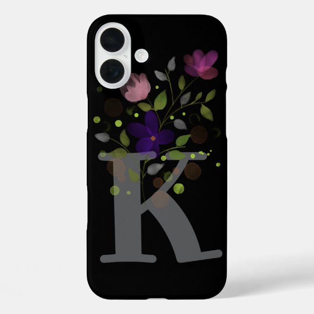 Coques Case-Mate iPhone Lettre initiale K Plus Design floral (Verso)