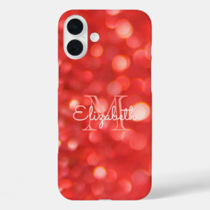 Coques iPhone 16 Plus Lettre initiale Monogramme Coral Parties scintilla