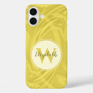 Coques iPhone 16 Plus Lettre initiale Monogramme Yellow Shadows Texture