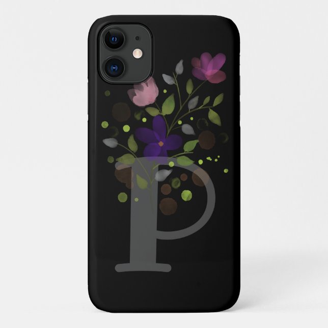Coques Case-Mate iPhone Lettre initiale P Plus Design floral (Dos)