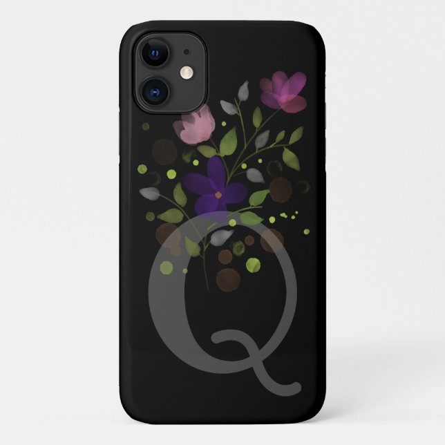 Coques Case-Mate iPhone Lettre initiale Q Plus Design floral (Dos)