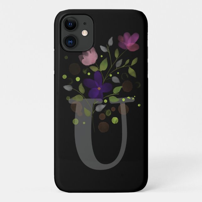 Coques Case-Mate iPhone Lettre initiale U Plus Floral Design (Dos)