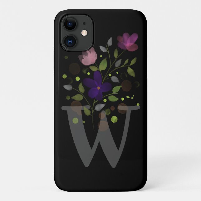 Coques Case-Mate iPhone Lettre initiale W Plus Floral Design (Dos)