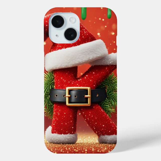 Coques Case-Mate iPhone Lettre K de Santa avec couronne de pin Éclairage d (Verso)