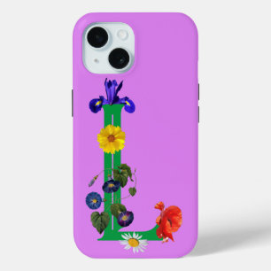 Coque Pour iPhone 15 Lettre L'Fleur sauvage