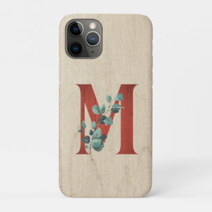 Case-Mate iPhone Case LETTRE M EN BOIS rustique ET Eucalyptus