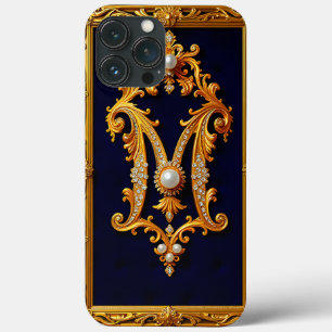 Case-Mate iPhone Case Lettre M luxueuse dans un cadre doré orné