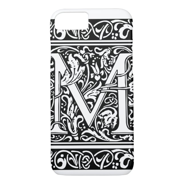 Coques Case-Mate iPhone Lettre M Monogramme médiéval Art Nouveau (Dos)