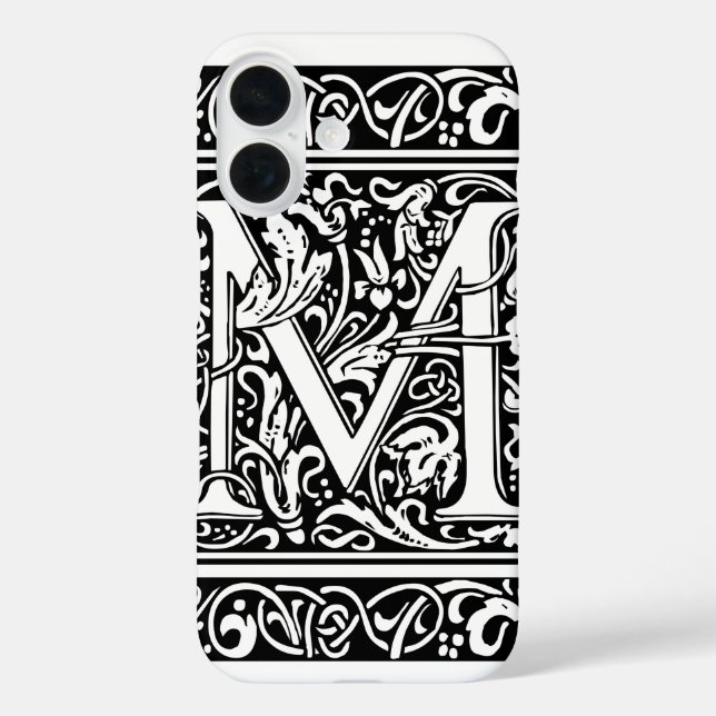 Coques Case-Mate iPhone Lettre M Monogramme médiéval Art Nouveau (Verso)