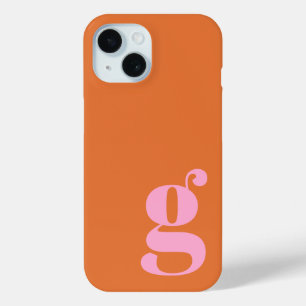 Coque Pour iPhone 15 Lettre Monogramme minimaliste en rose et orange