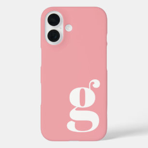 Coque Pour iPhone 16 Lettre Monogramme minimaliste mignonne en rose Ros