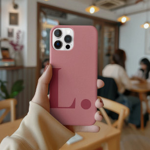Coque iPhone 15 Pro Lettre Monogramme rouge Style minimaliste couleur