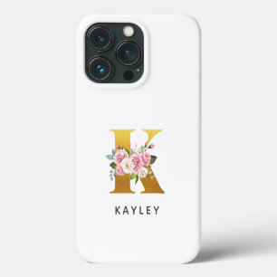 Case-Mate iPhone Case Lettre monographie florale personnalisée K Nom
