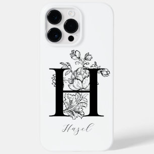 Coque Pour Pour iPhone 14 Pro Max LETTRE MONOGRAPHIQUE Florale Botanique H Nom