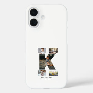 Coque Pour iPhone 16 Lettre noire et blanche K - Collage photo