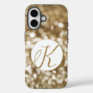 Coque Pour iPhone 16 LETTRE Parties scintillant or Dreamy Bokeh K MONog