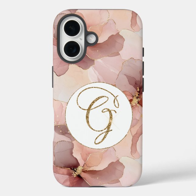 Coques Case-Mate iPhone Lettre Parties scintillant or rose pâle G (Verso)