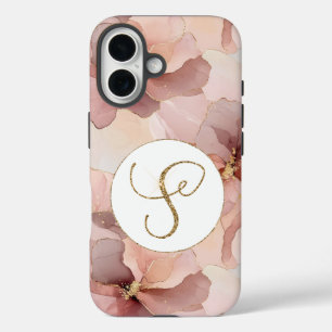 Coque Pour iPhone 16 Lettre Parties scintillant or rose pâle S
