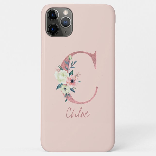 Coques Case-Mate iPhone Lettre Parties scintillant rose monogramme C rose  (Dos)